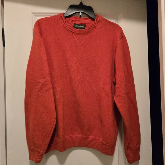 Men's Eddie Bauer crewneck cotton sweater orange medium - Picture 1 of 3